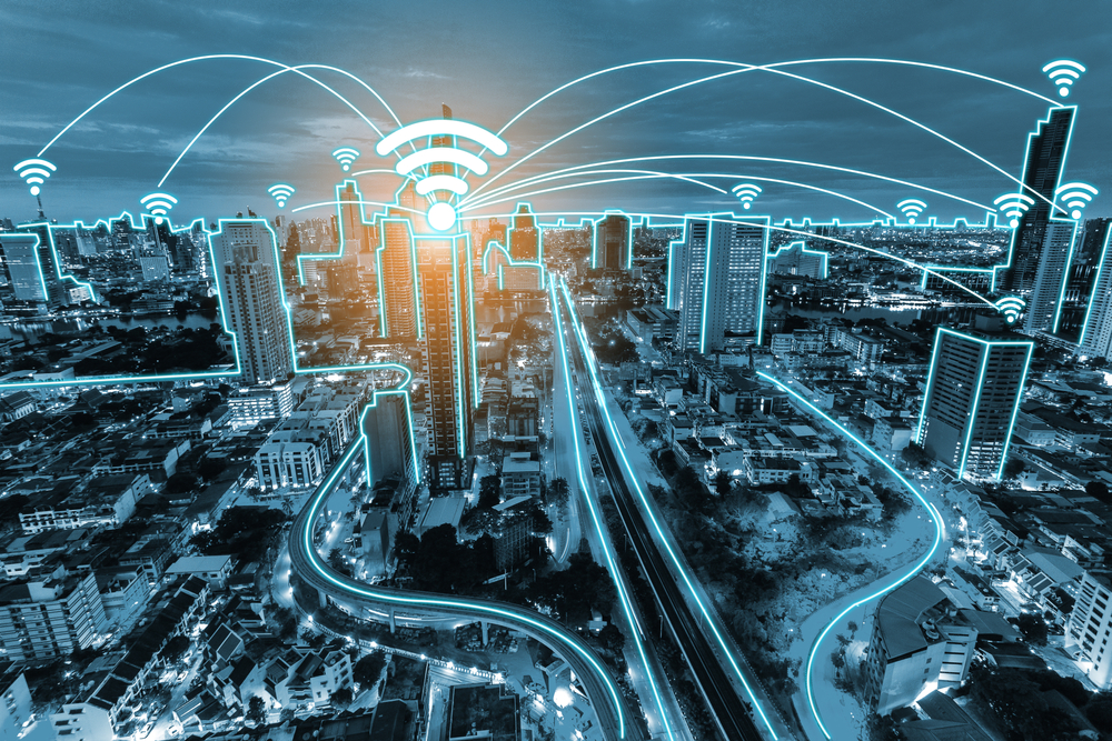 Network,communication,connect,wifi,icons,with,cityscape.